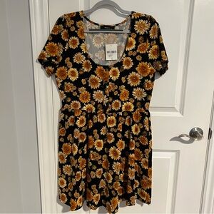 Floral Black and Yellow Dress